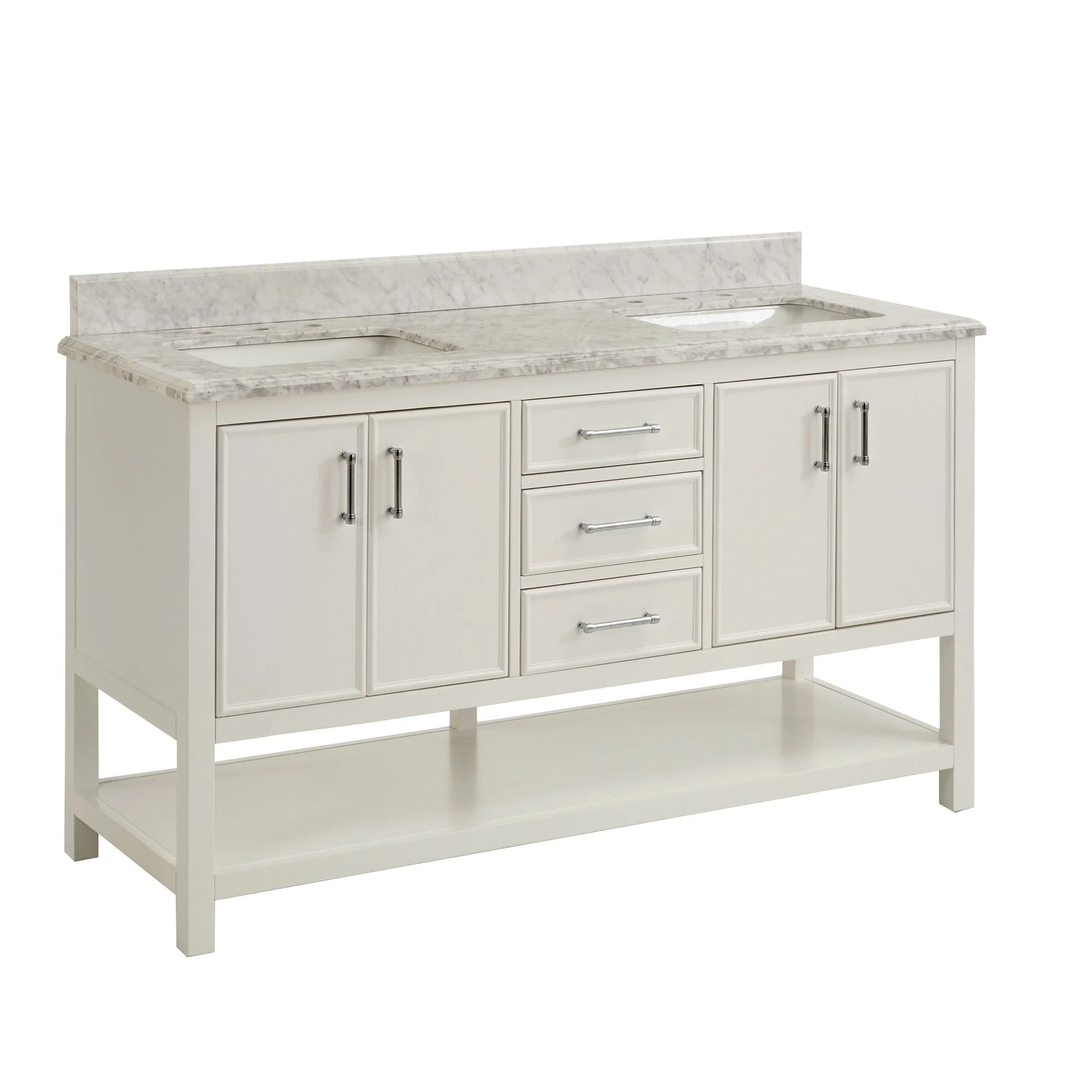 Lilleham Bathroom Sink Vanity with White Marble Veneer Stone Top by iNSPIRE Q Classic