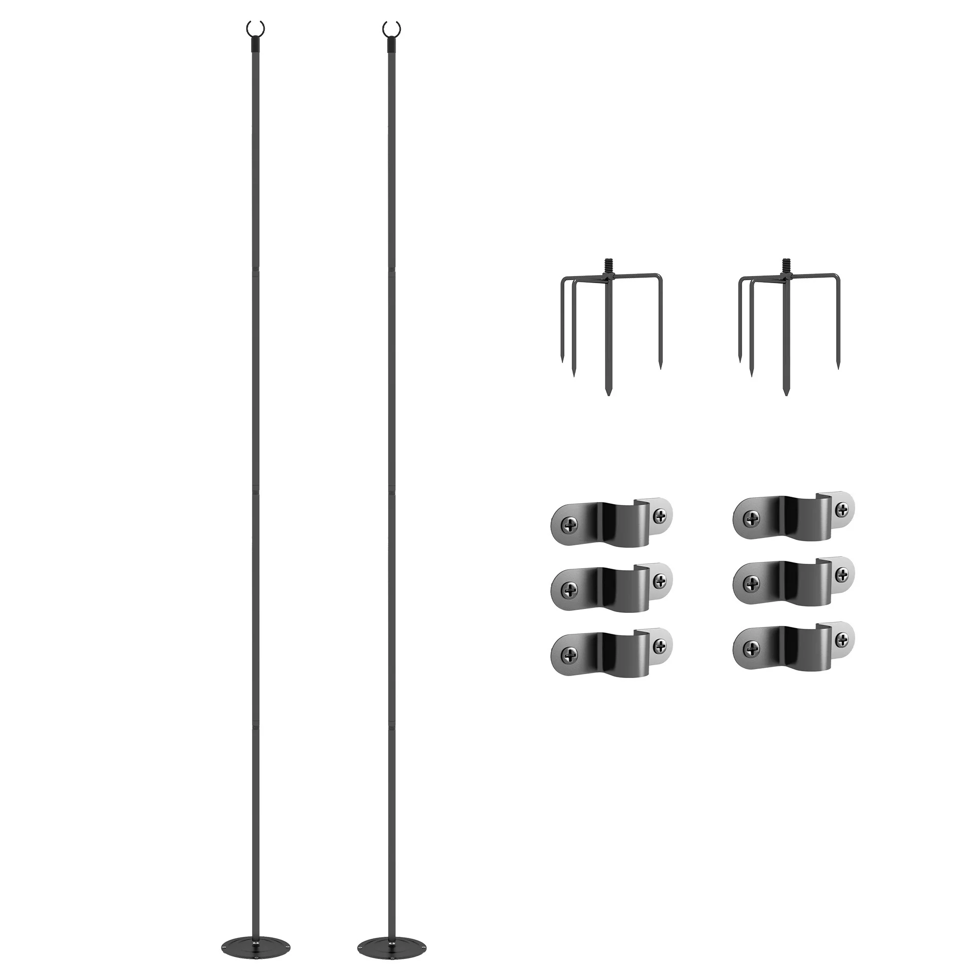 Outsunny 2 Pack of String Light Poles, 10' Light Poles for Hanging Outside Decor, Steel Lighting Stand