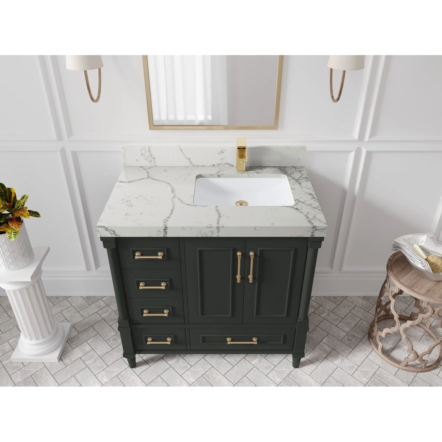Willow Collections 36 in. W x 22 in. D Aberdeen Right Offset Sink Bathroom Vanity with Countertop