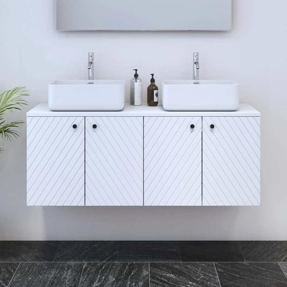 Avela 4D 120 Double Sink Floating Bathroom Vanity (48