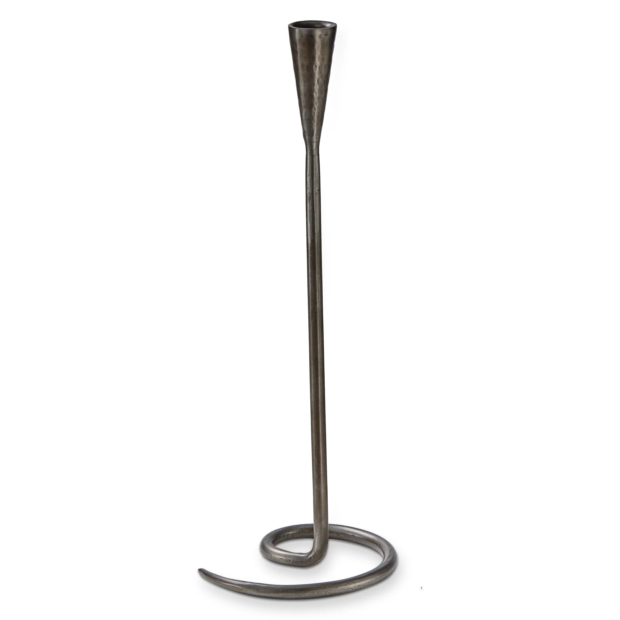 Loop Grey Metal Taper Candle Holder Large, 5.5L x 5.0W x 15.0H inches