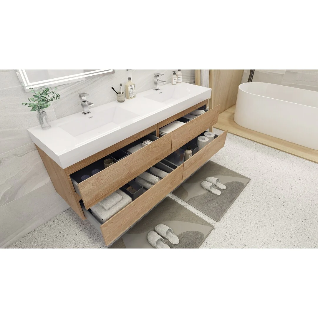 Baillie 72'' Wall-Mounted Vanity with Double Reinforced Acrylic Sink