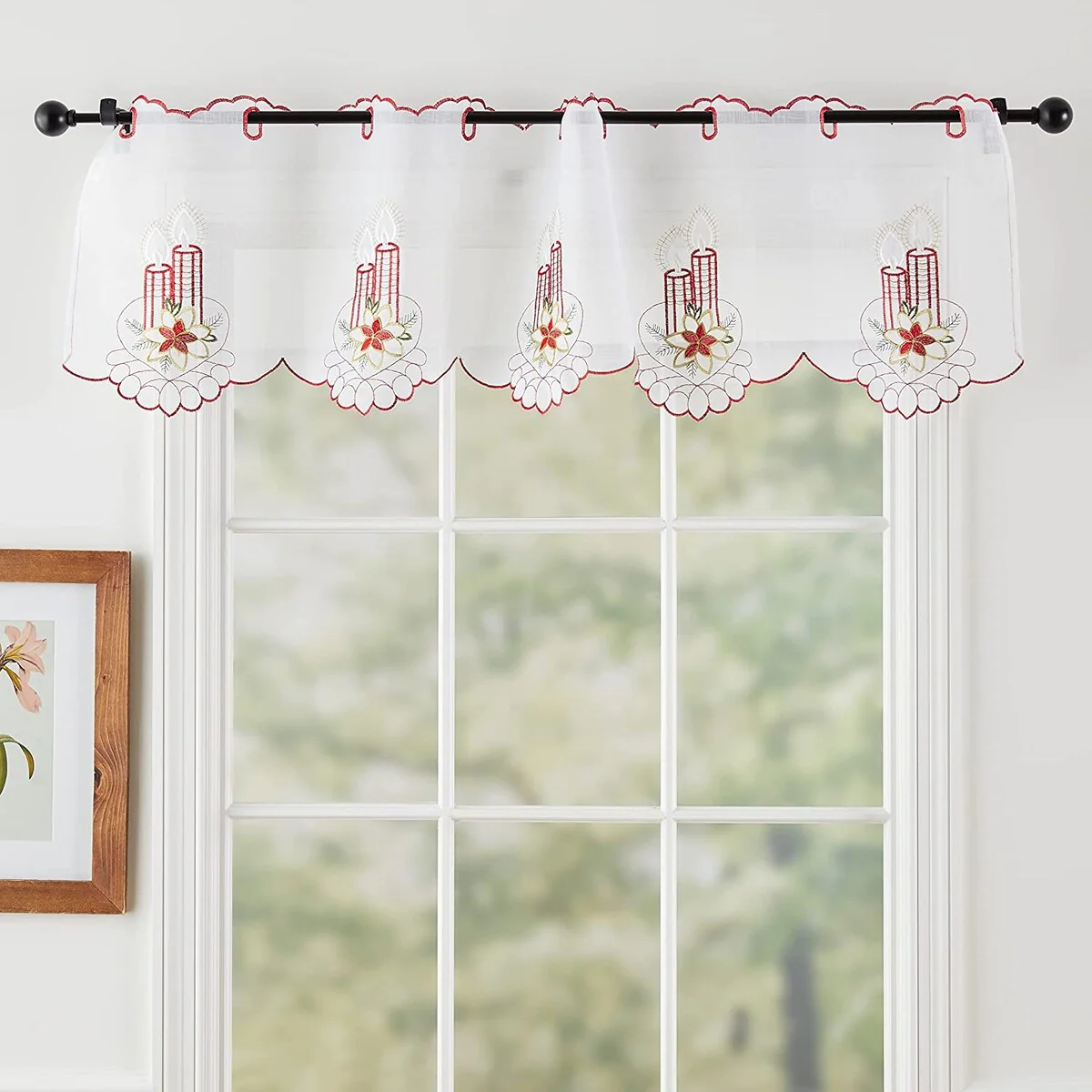 Violet Linen Seasonal Xmas Christmas Holiday Berry Pattern, Embroidered, 60