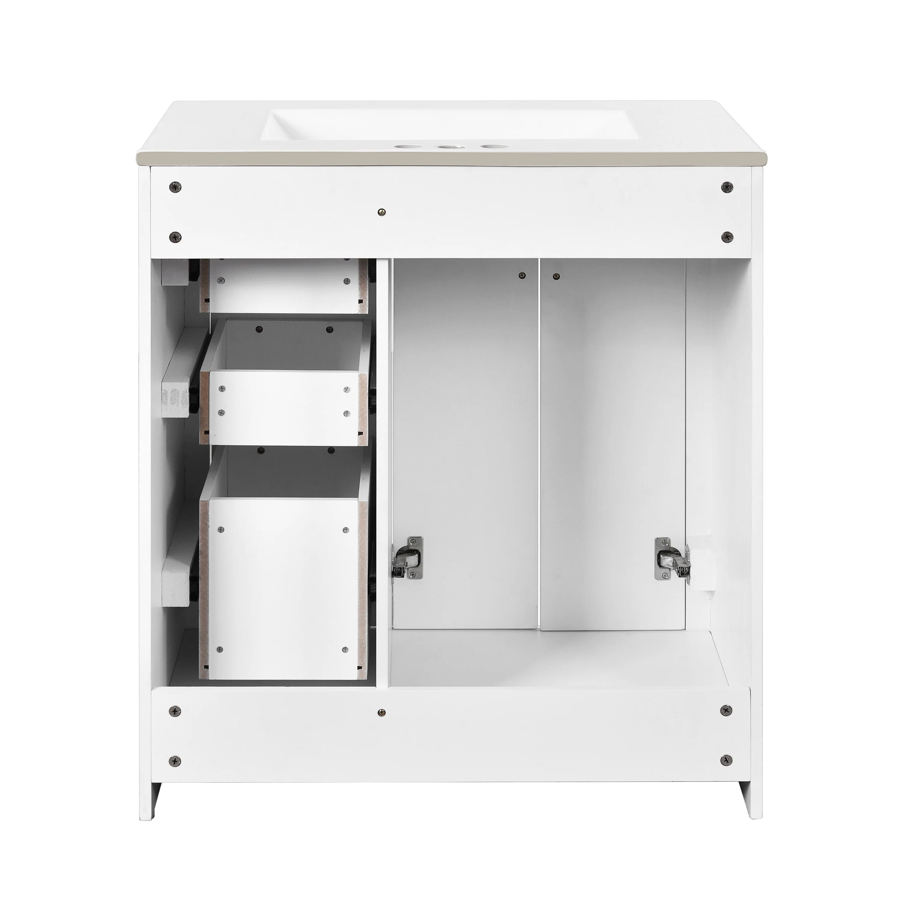 30'' Bathroom Vanity with Ceramic Sink Combo, Bathroom Storage Cabinet Vanity Set with 3 Drawers& Soft Closing Doors