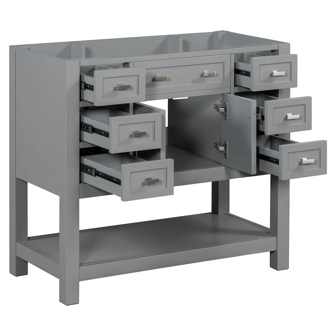 36'' Modern Bathroom Bathroom Vanity with Sink and 6 Drawers，2 Soft Closing Doors