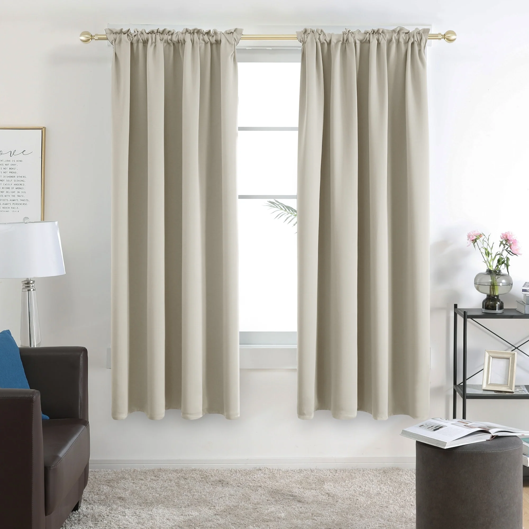 Deconovo Solid Rod Pocket Curtain Panel Pair (2 Panel)