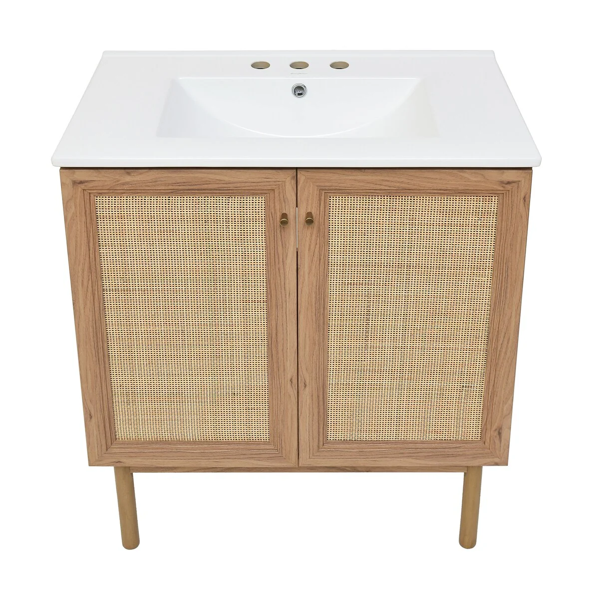 Classe 30 In. Brown Oak Bathroom Vanity With White, 3-Hole Ceramic Sink Top