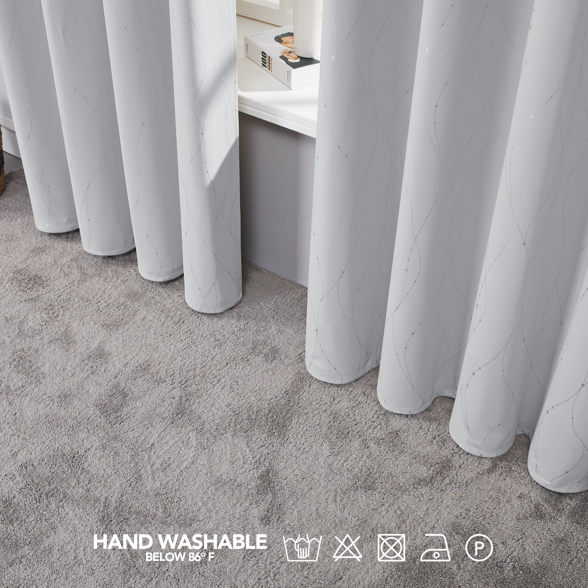 Deconovo Wave Line with Dots 52 Width Curtains Pair(2 Panel)