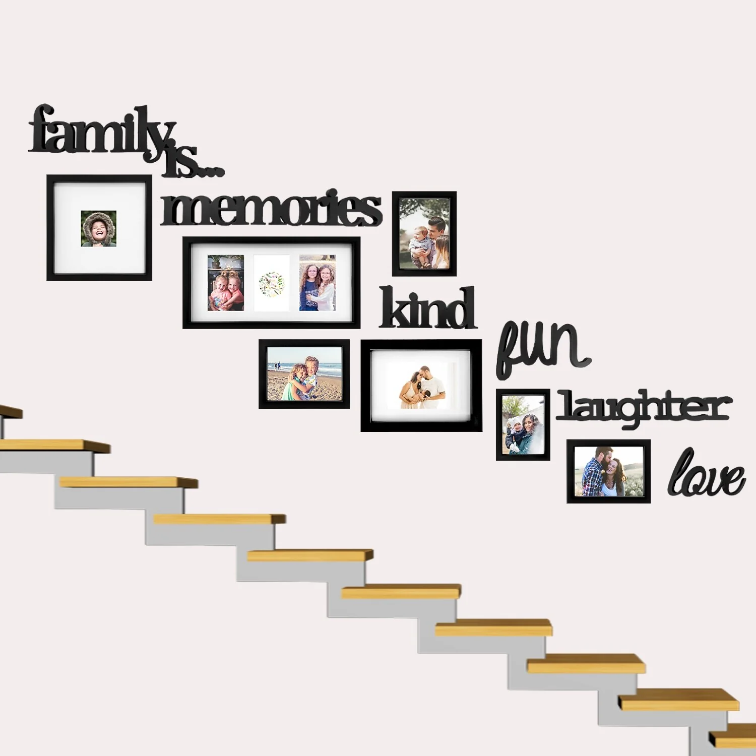 Elegant 9 Photo Black PVC Photo Frame Wall Hanging Picture Frame