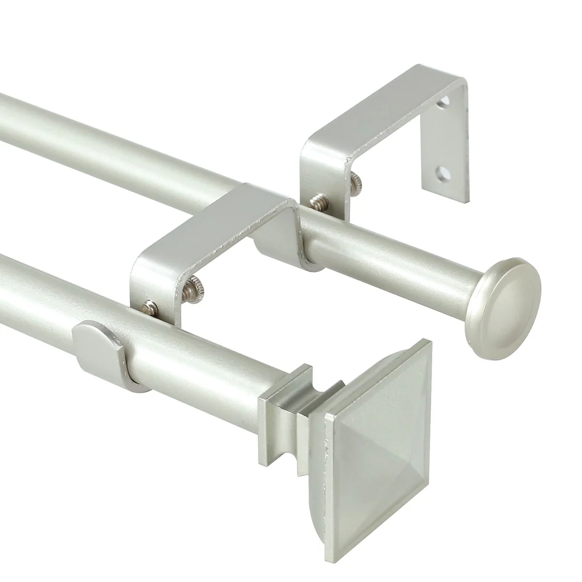 Modern Square Urn Adjustable Drapery Double Curtain Rod