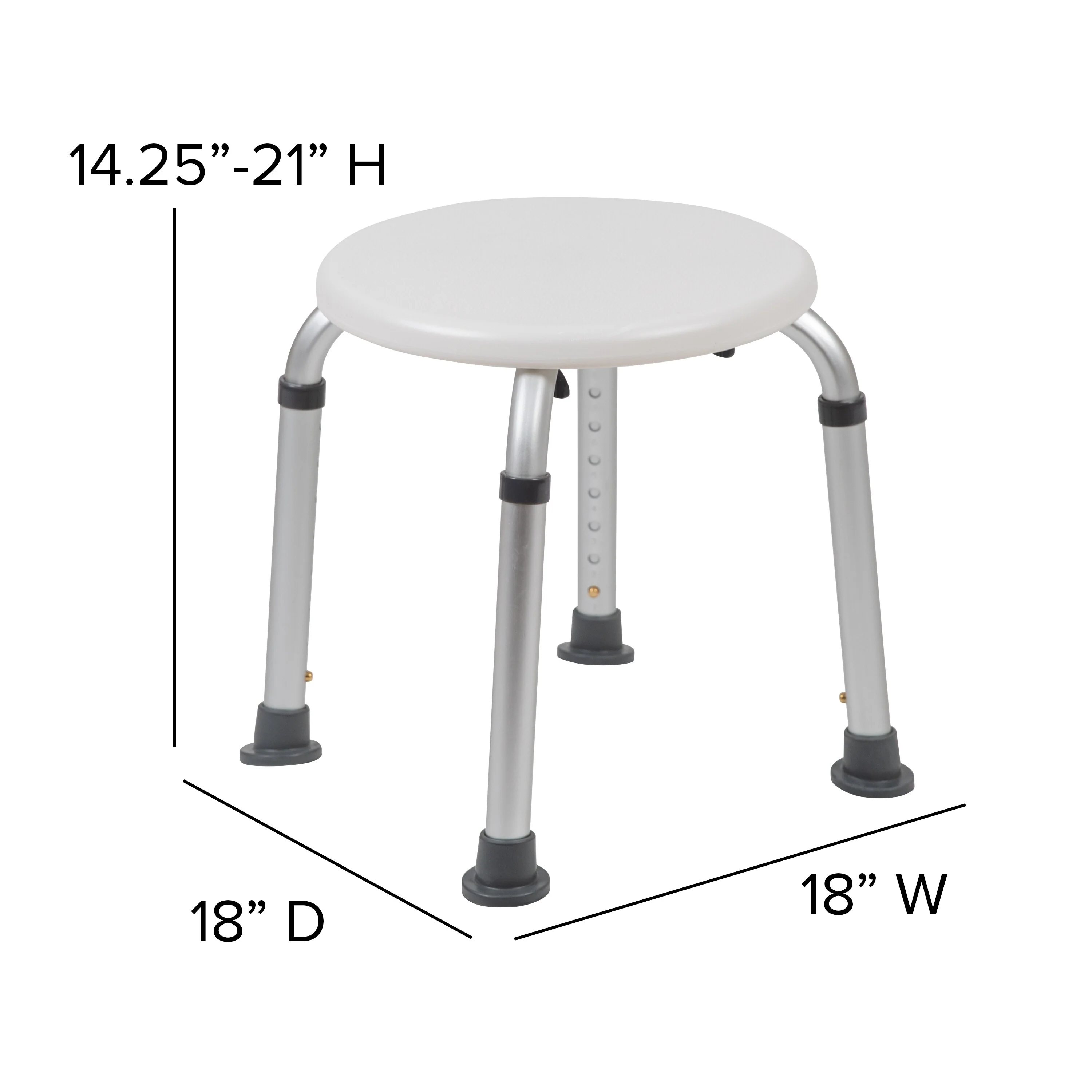 Tool-Free 300 Lb. Capacity, Adjustable White Bath & Shower Stool - 14.25