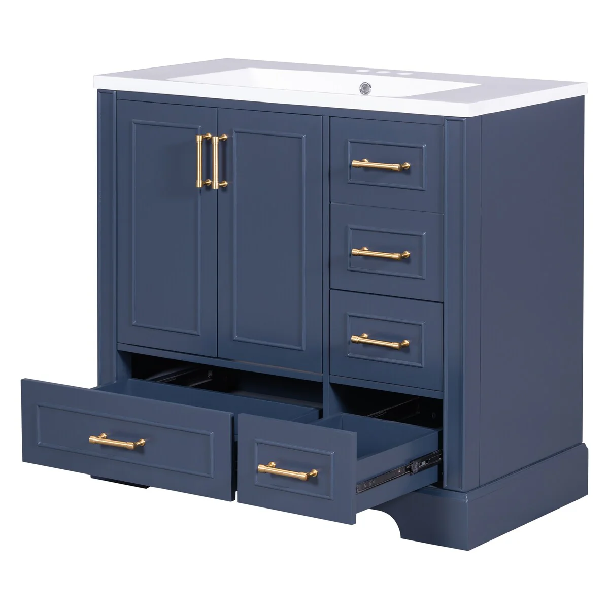 Bathroom Cabinet with Two Doors and Four Drawers