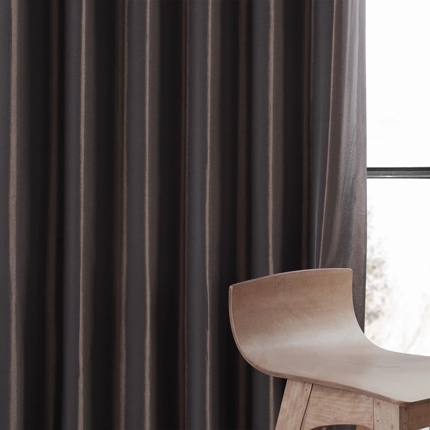 Exclusive Fabric Faux Silk Taffeta Solid Blackout Curtain (1 Panel)