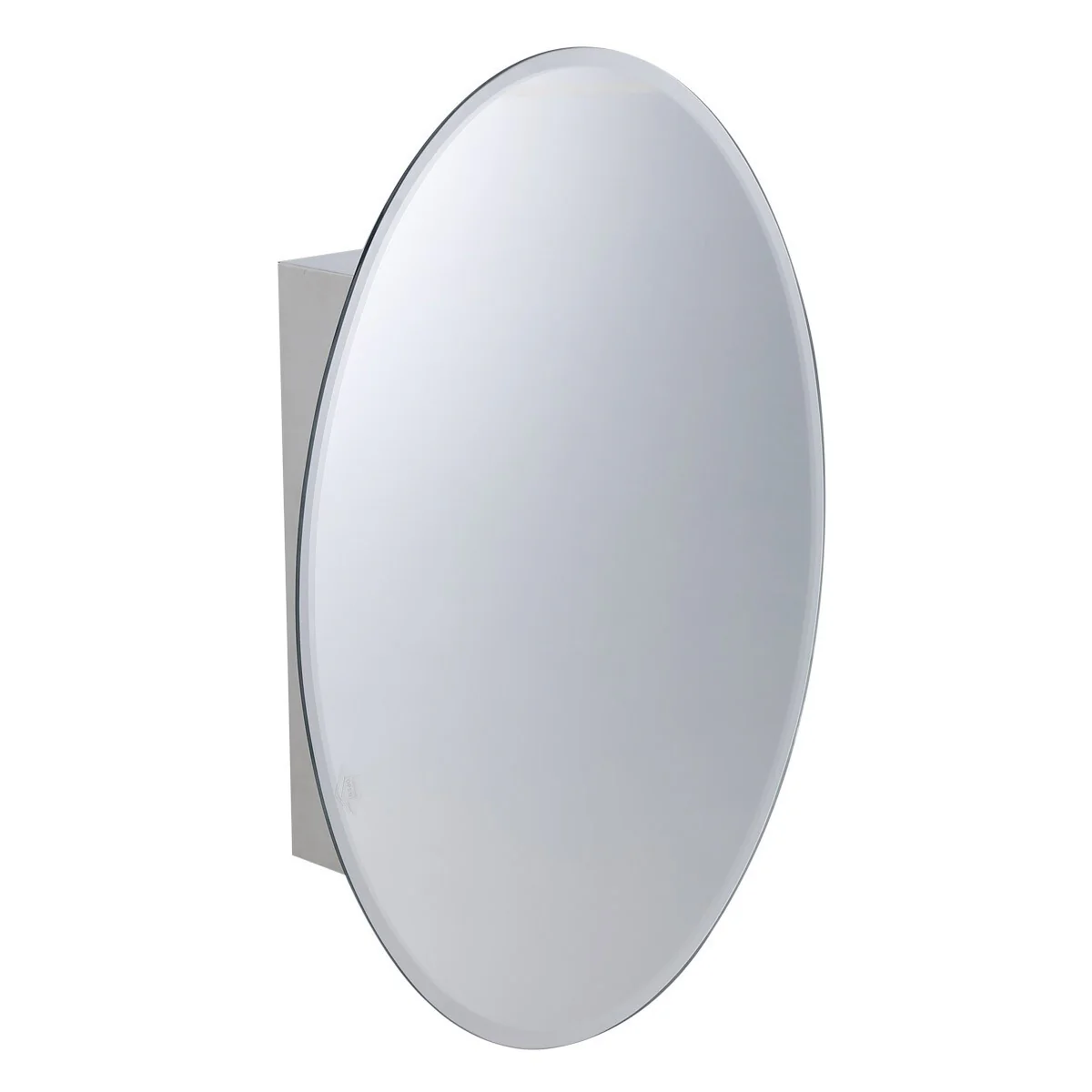 Oval Medicine Cabinet Wall Mounted Brushed Stainless Steel with Mirror 26