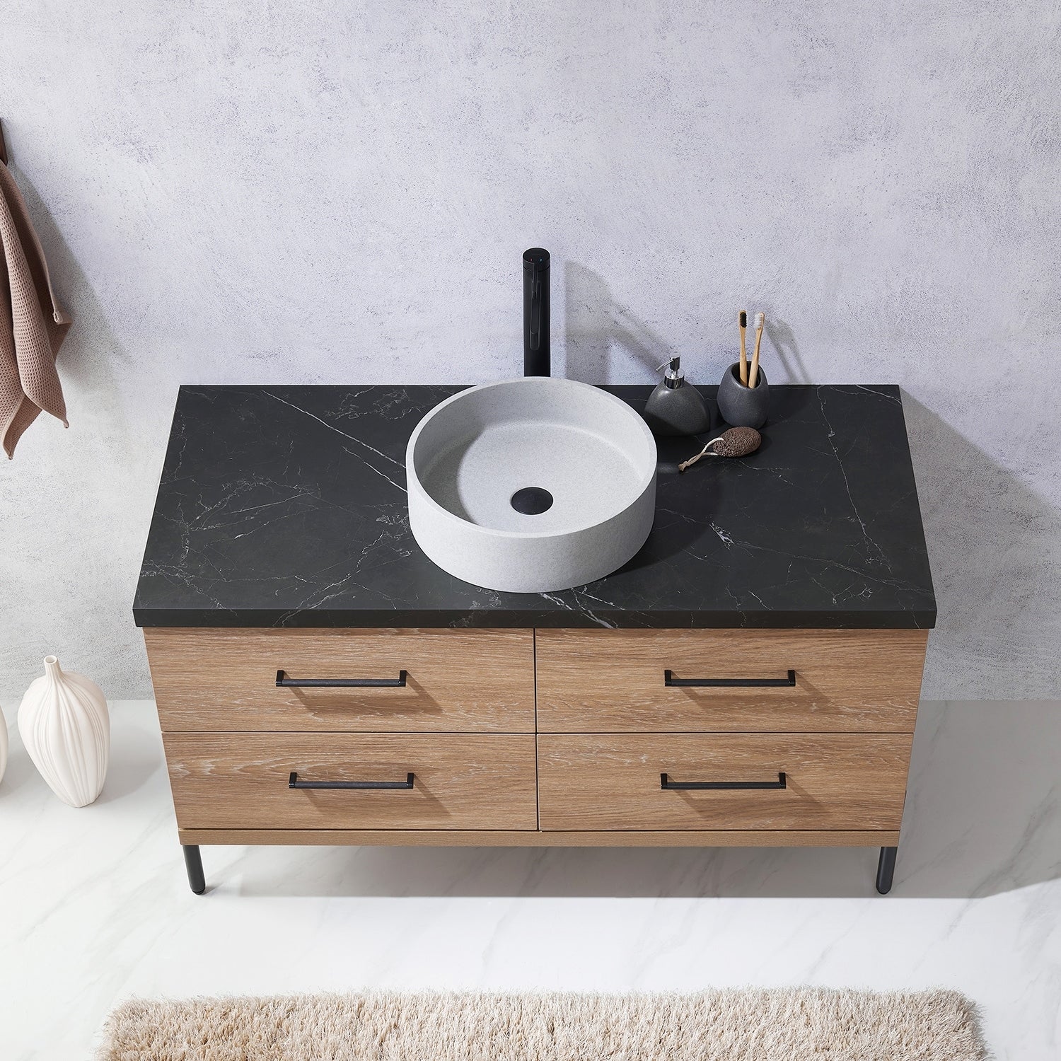 Trento Bath Vanity with Sintered Stone Top with Concrete Sink (C)