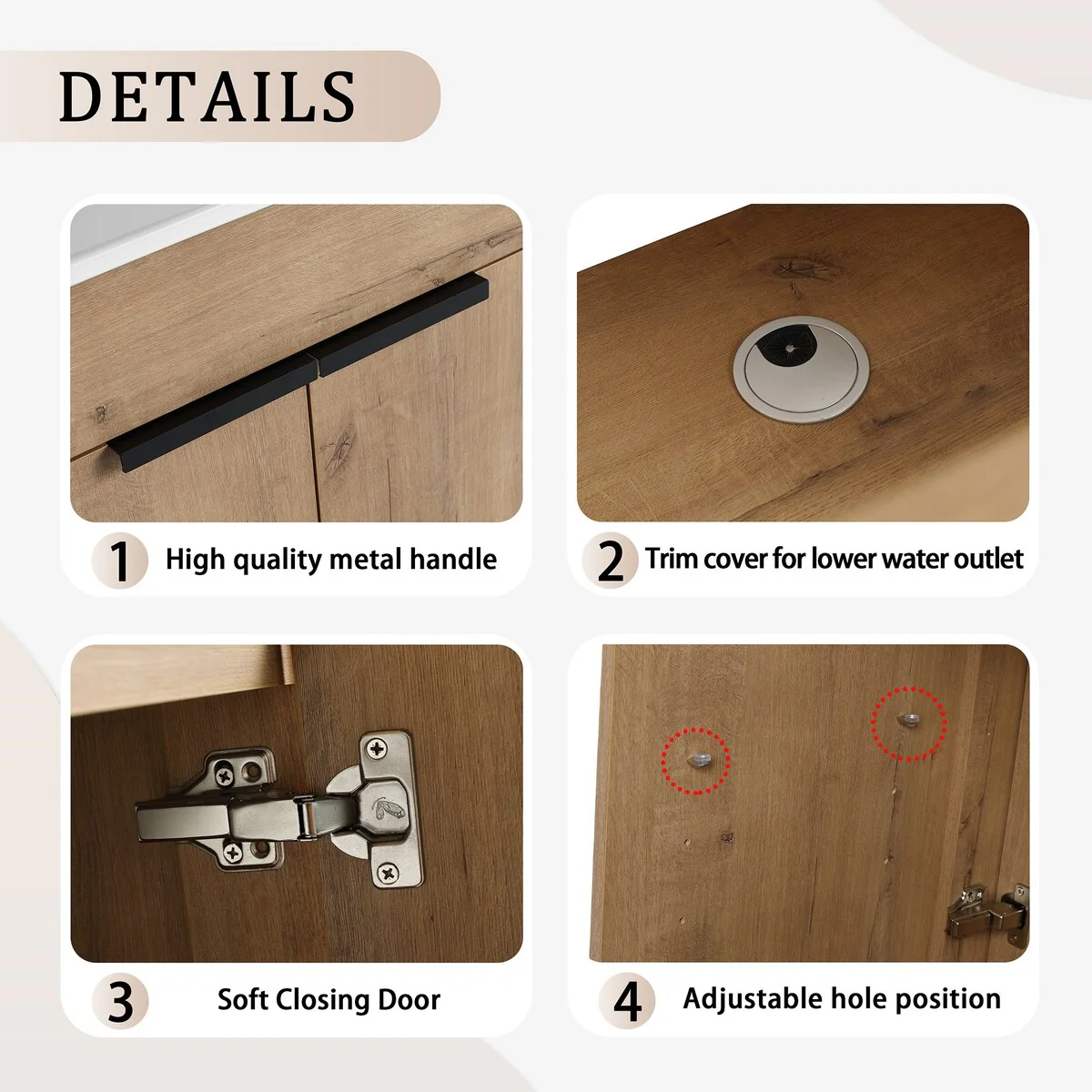 36 Inch Plywood Freestanding Bathroom Vanity Set with Integrated Ceramic Basin and Doors