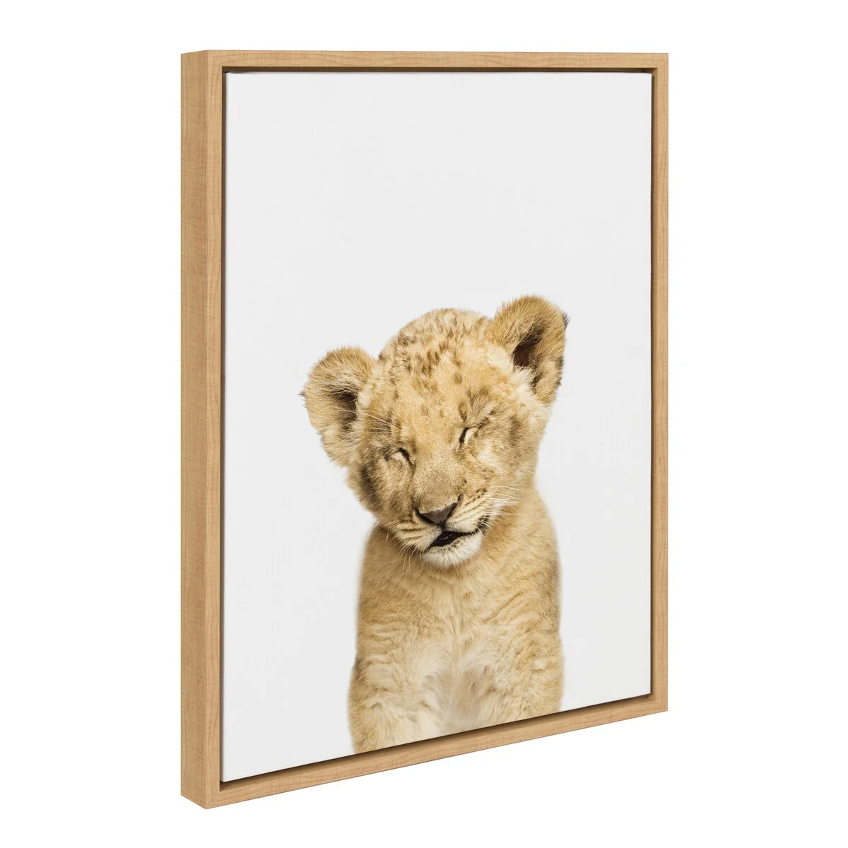 Sylvie Sleepy Baby Lion Animal Print Framed Canvas Art by Amy Peterson