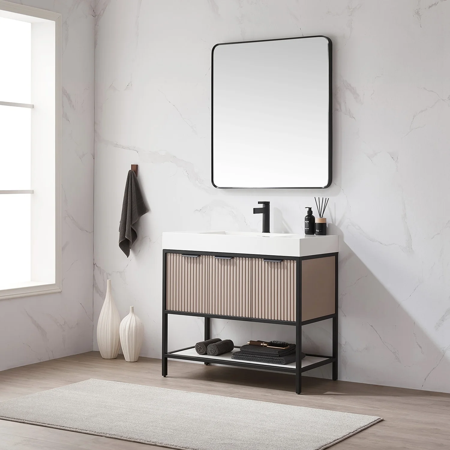 Marcilla 36 in. Single Sink Bath Vanity with Stone Sink Top