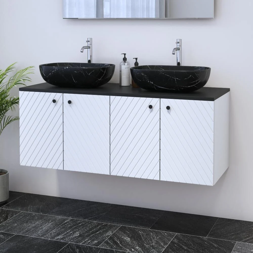 Avela 4D 120 Double Sink Floating Bathroom Vanity (48