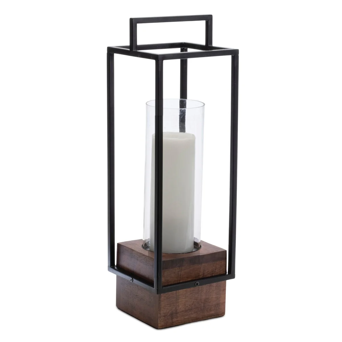 Wood Candle Holder with Iron Frame 20