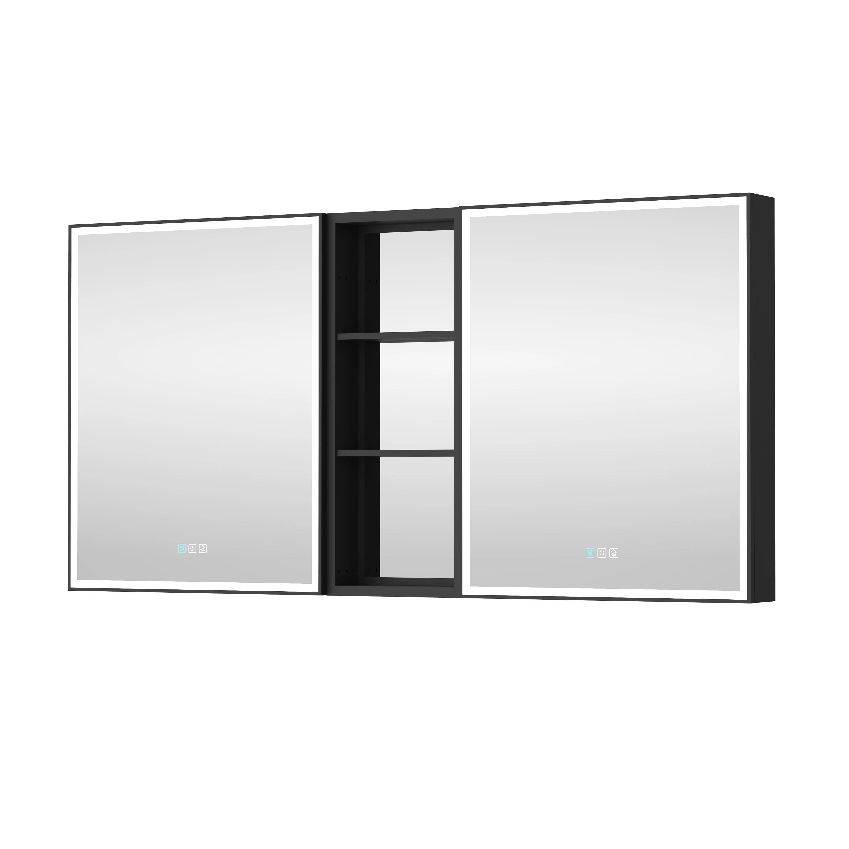 30 in. H Recessed or Surface Wall Mounted LED Mirror Cabinet With Black Side Cabinet