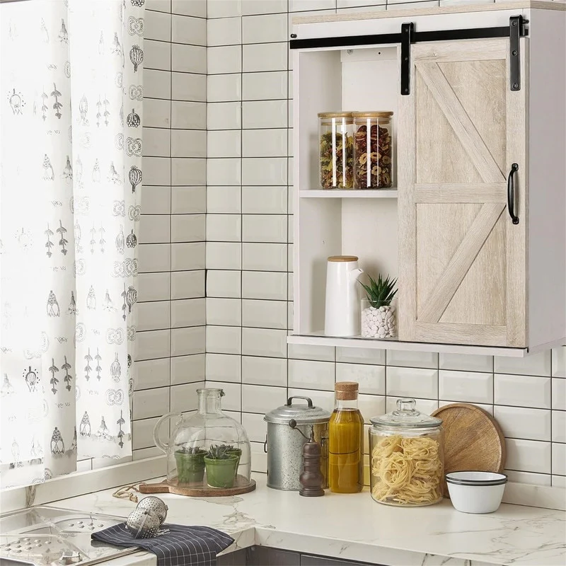 Wood Wall Storage Bathroom Cabinet - 21.7
