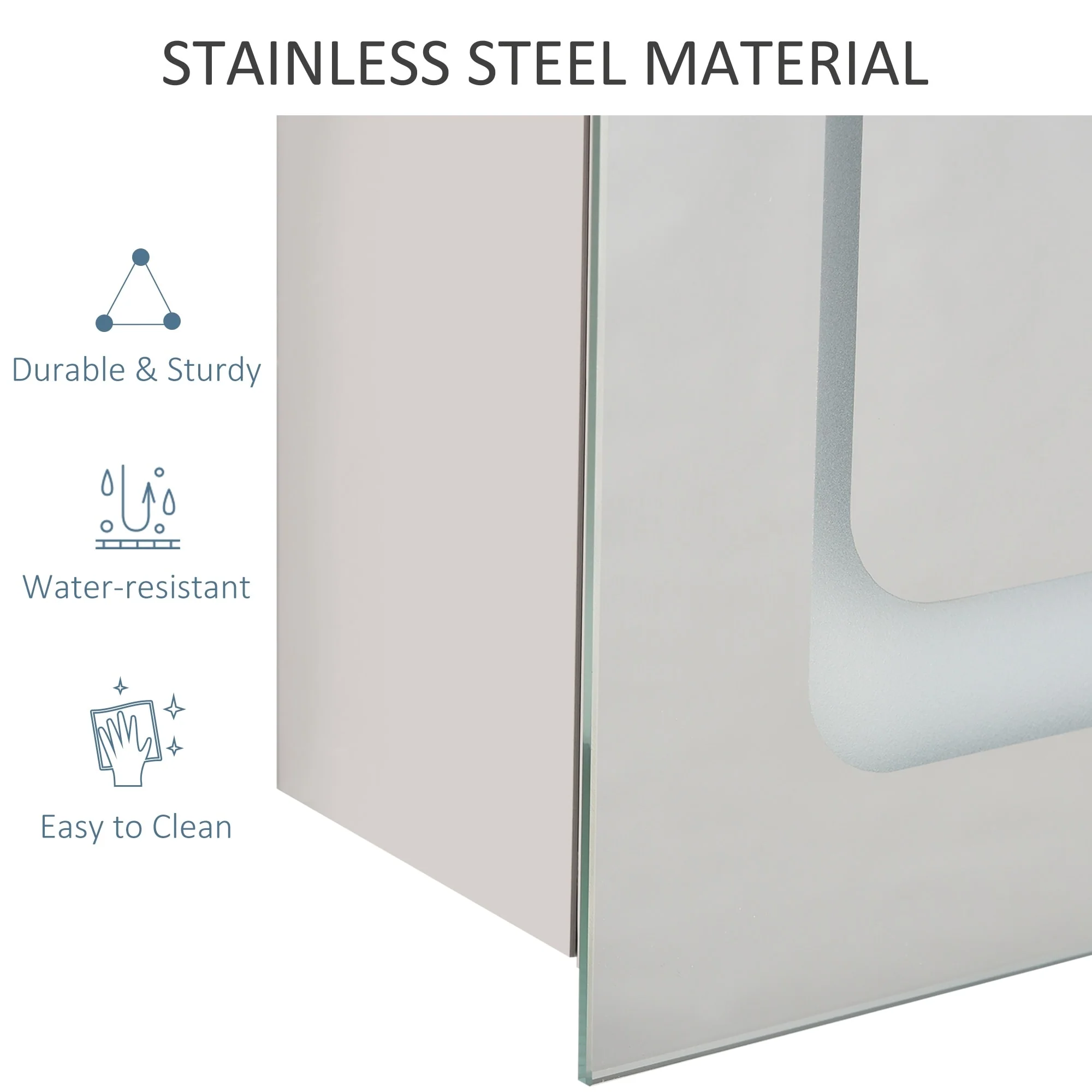 kleankin Dimmable LED Lighted Medicine Cabinet with Mirror, Wall-mounted Bathroom Cabinet w/ 3-tier Storage Shelves Smart Touch