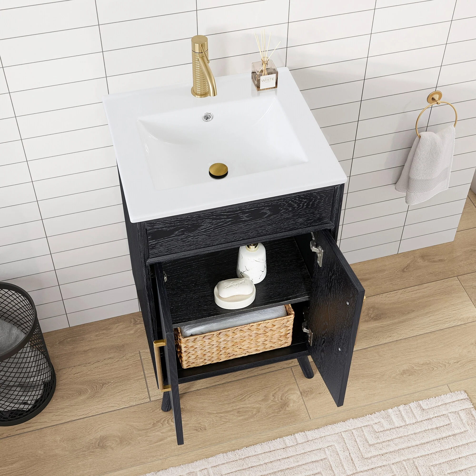 Delhi Bath Vanity with White Ceramic Basin Top without Mirror
