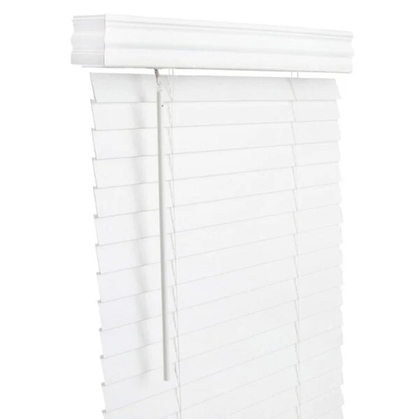 Living Accents Faux Wood 2 in. Mini-Blinds 39 in. W x 60 in. H White Cordless