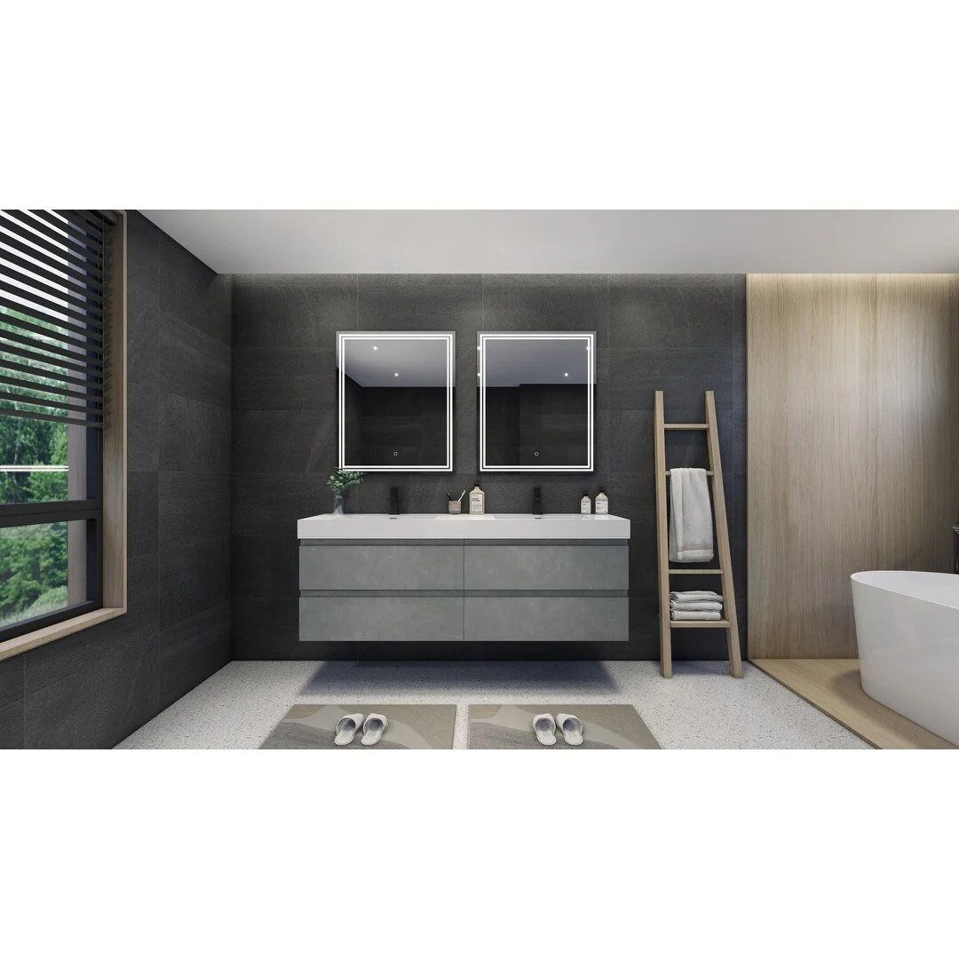 Baillie 72'' Wall-Mounted Vanity with Double Reinforced Acrylic Sink