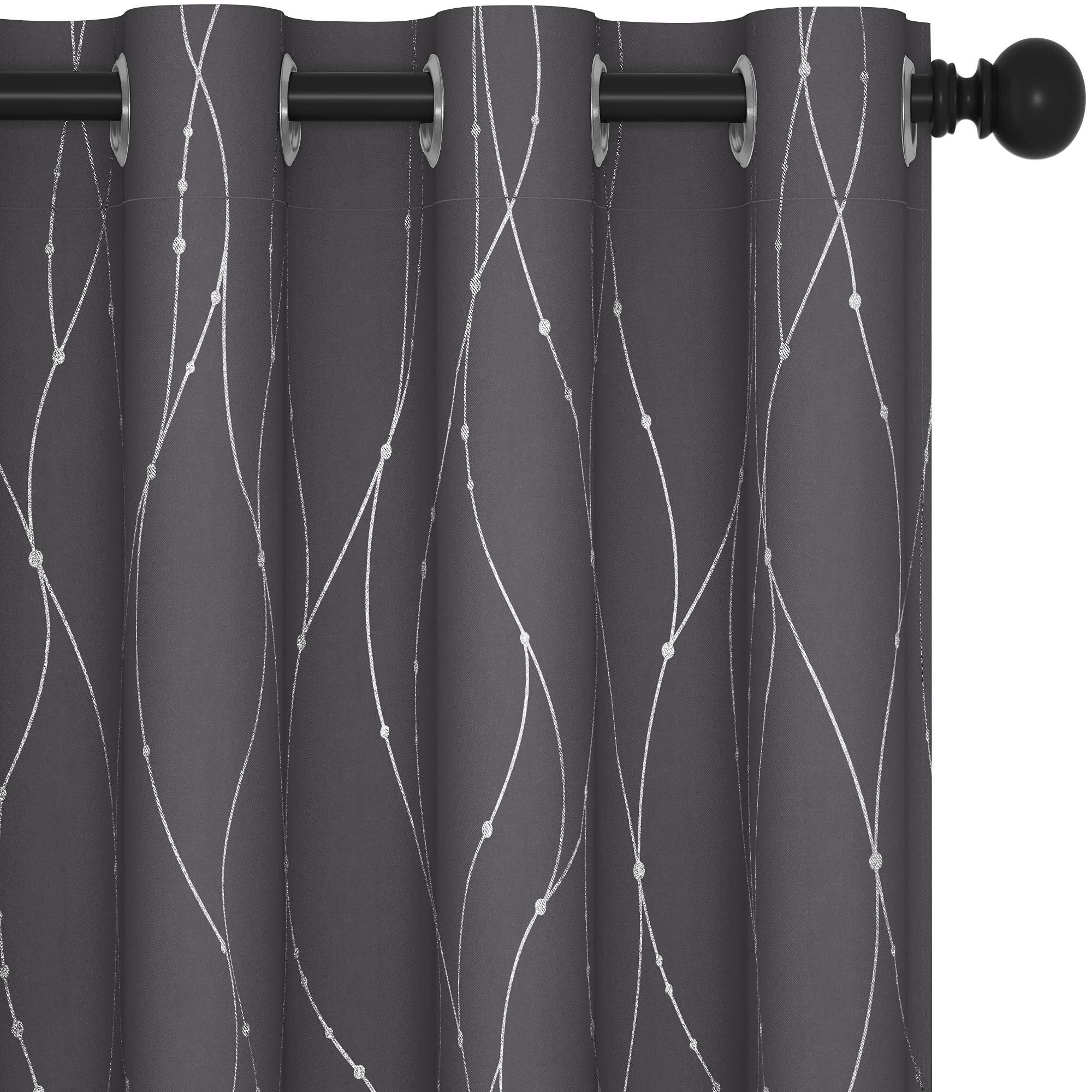 Deconovo Wave Line with Dots 52 Width Curtains Pair(2 Panel)