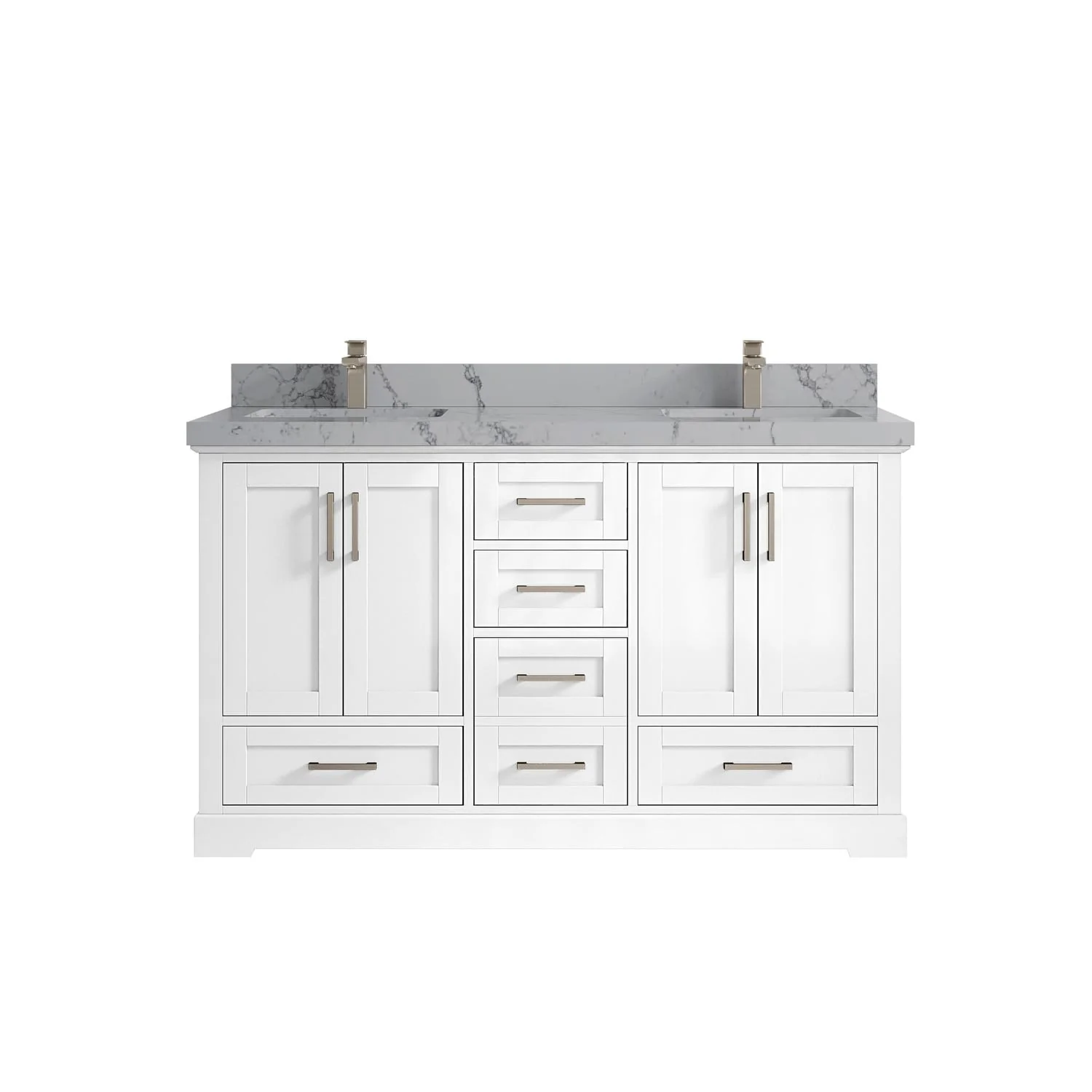 Willow Collection 60 in W x 22 in D x 36 in H Boston Double Bowl Sink Bathroom Vanity with Countertop