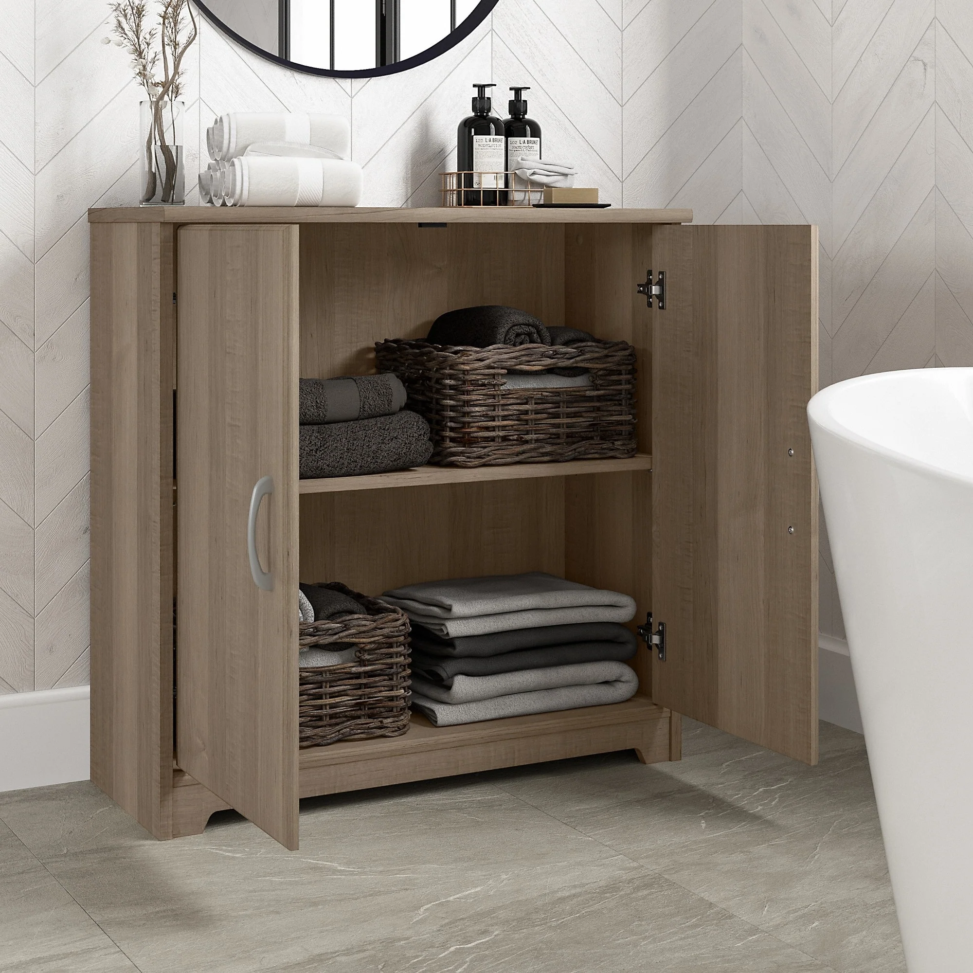 Cabot Small Bathroom Storage Cabinet with Doors by Bush Furniture