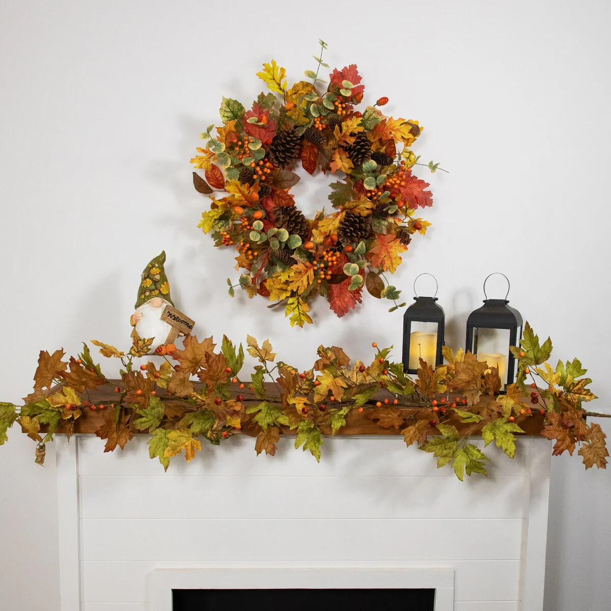 Berries and Pinecones Artificial Fall Harvest Wreath - 26