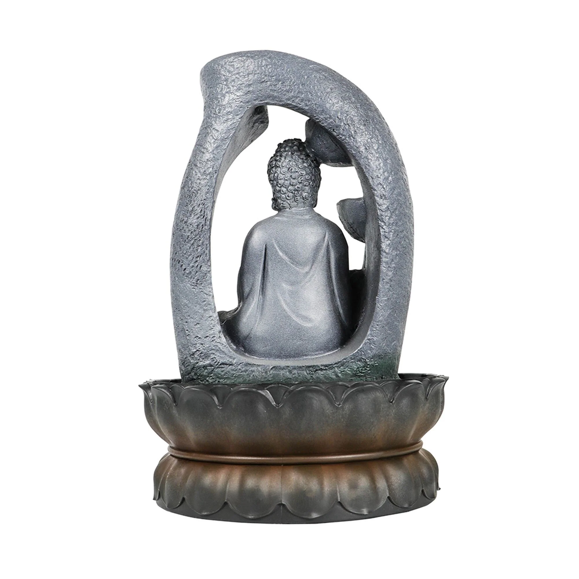 Tabletop Buddha Fountain with Light, Buddha Feature, 11-inch