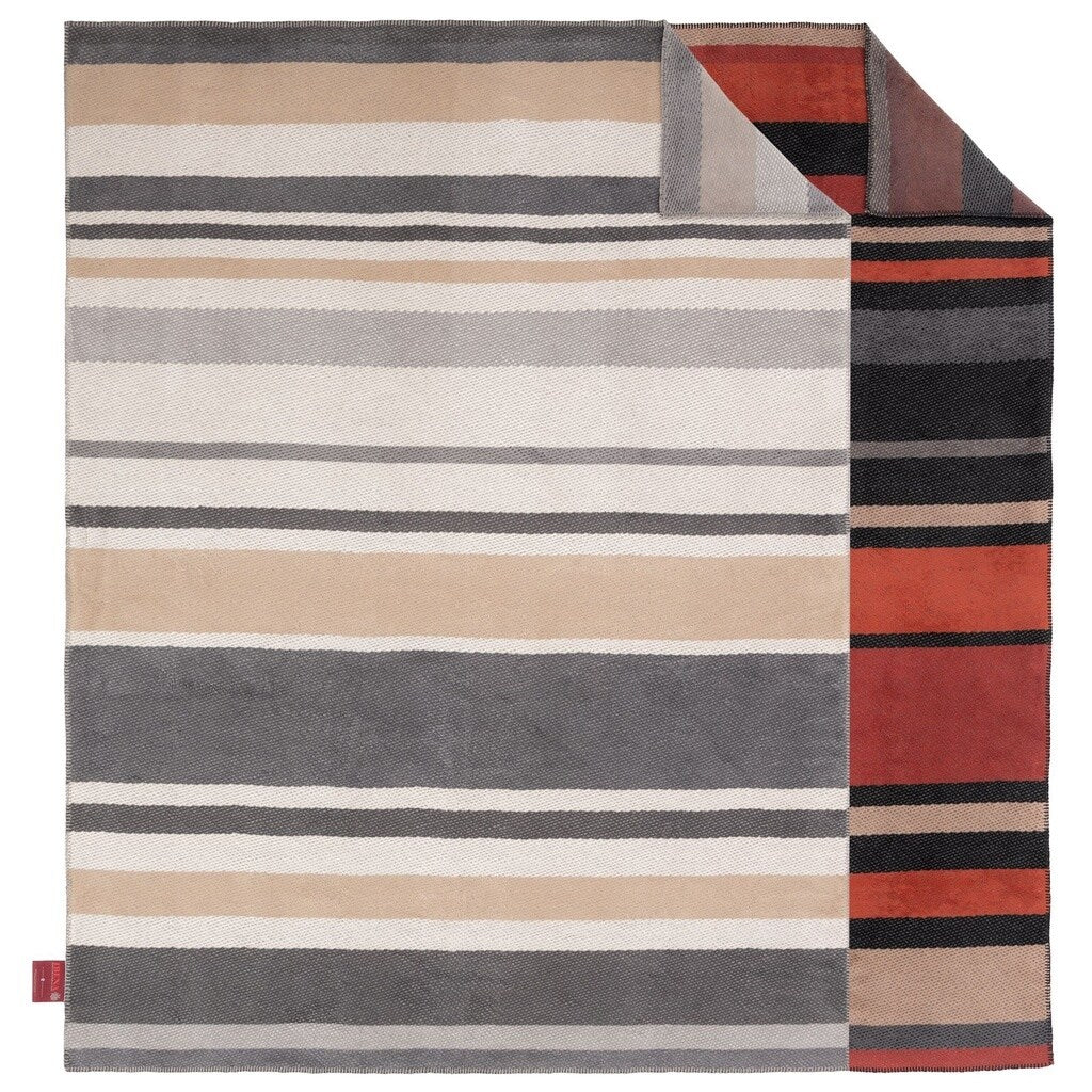 IBENA Neutral and Vibrant Multicolor Stripe Throw Blanket 'Latina'