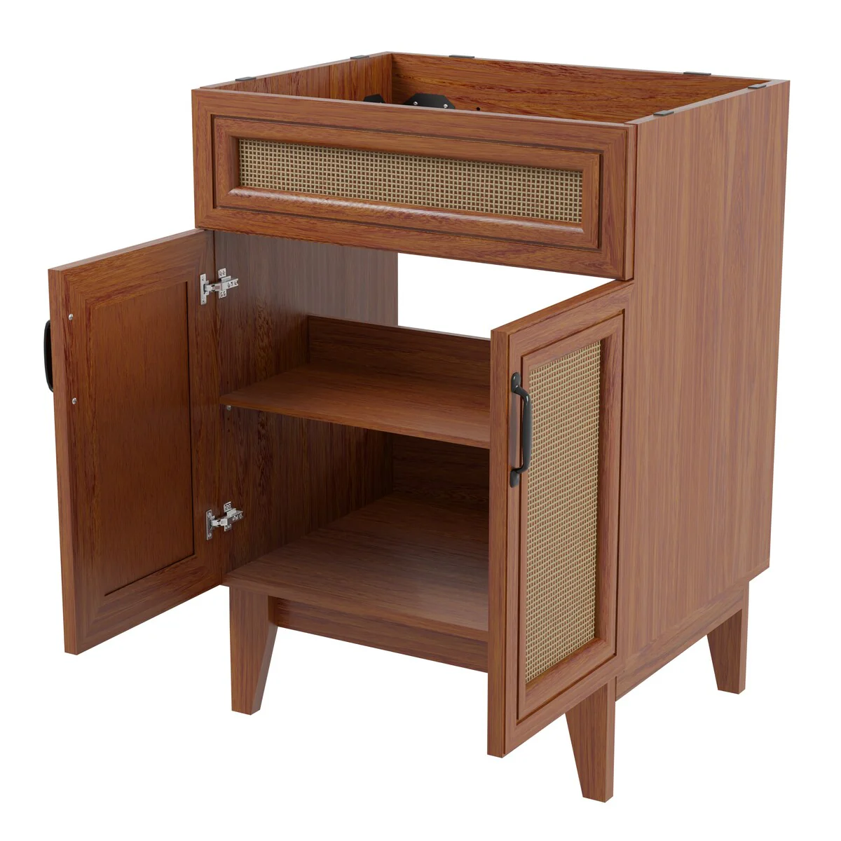 Ancillary Rattan Modern Farmhouse 2-Shelf Bath Vanity Cabinet Only (Sink Basin not Included), by JONATHAN Y
