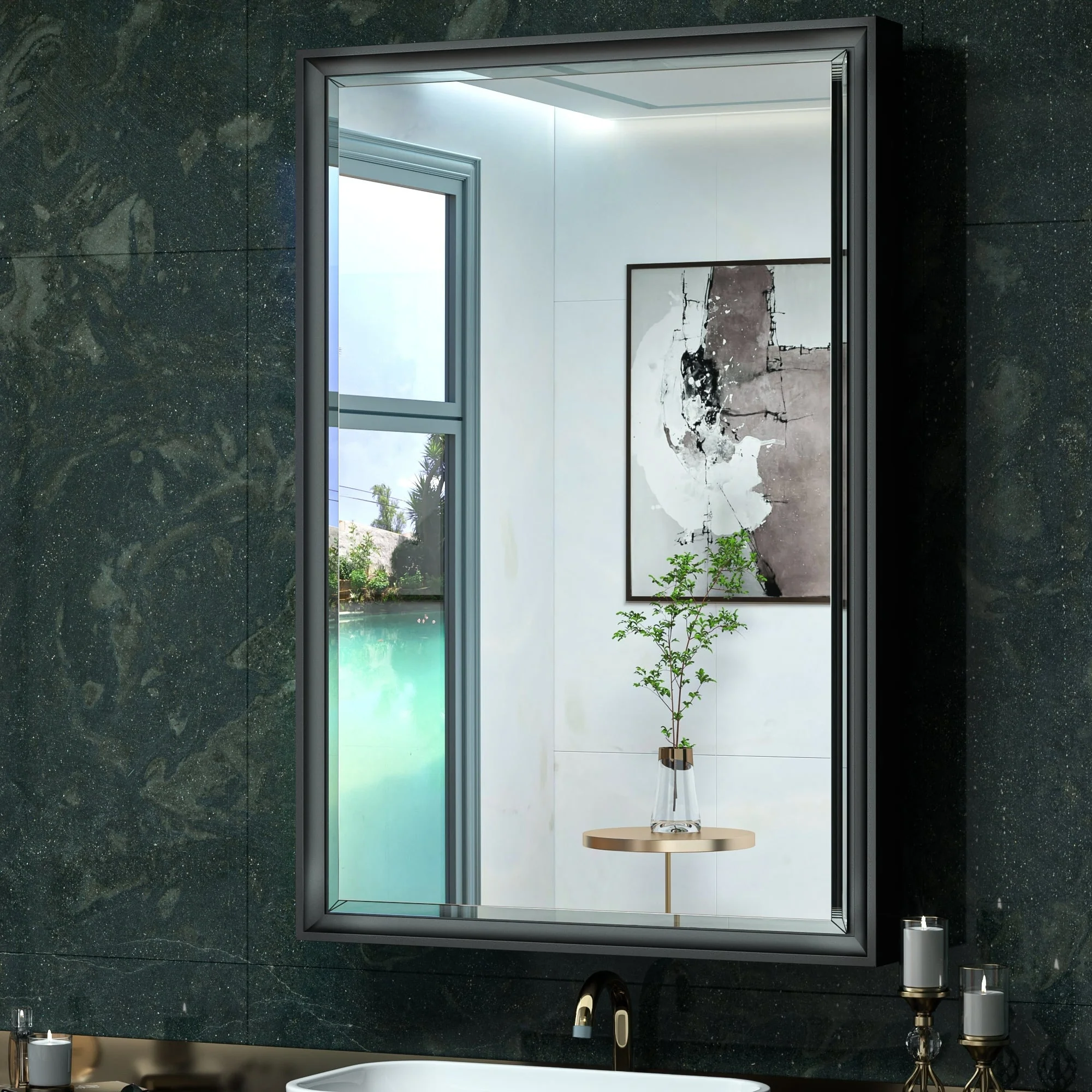 TokeShimi Medicine Cabinets for Bathroom with Mirror, Beveled Framed