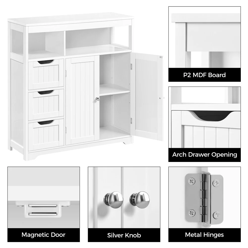 Yaheetech Freestanding Bathroom Floor Cabinet Storage Cabinet, White - N/A