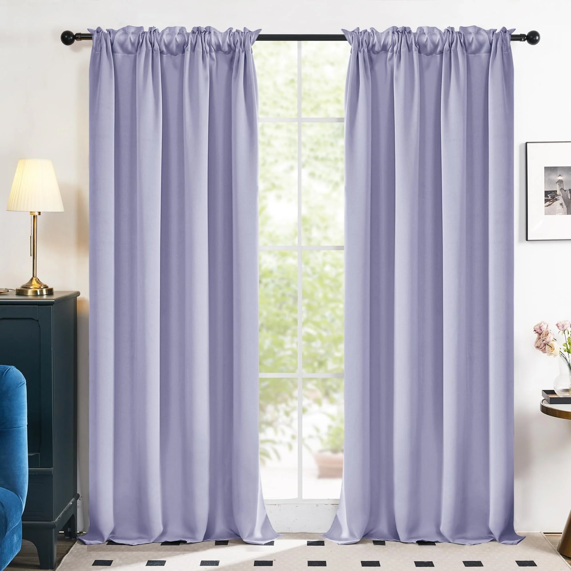 Deconovo Solid Rod Pocket Curtain Panel Pair (2 Panel)