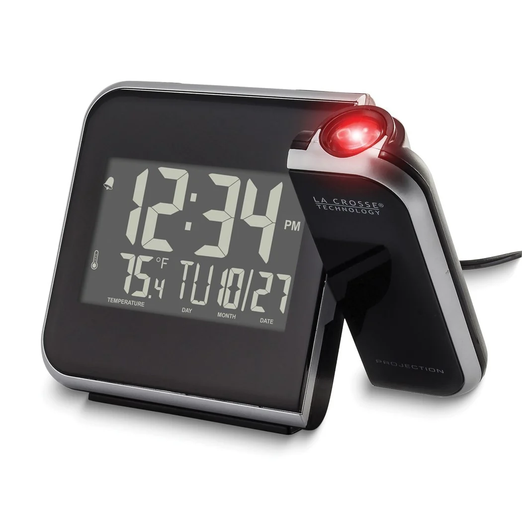 Curata Digital Adjustable Projection Alarm Clock with Calendar Indoor Temperature and Humidity