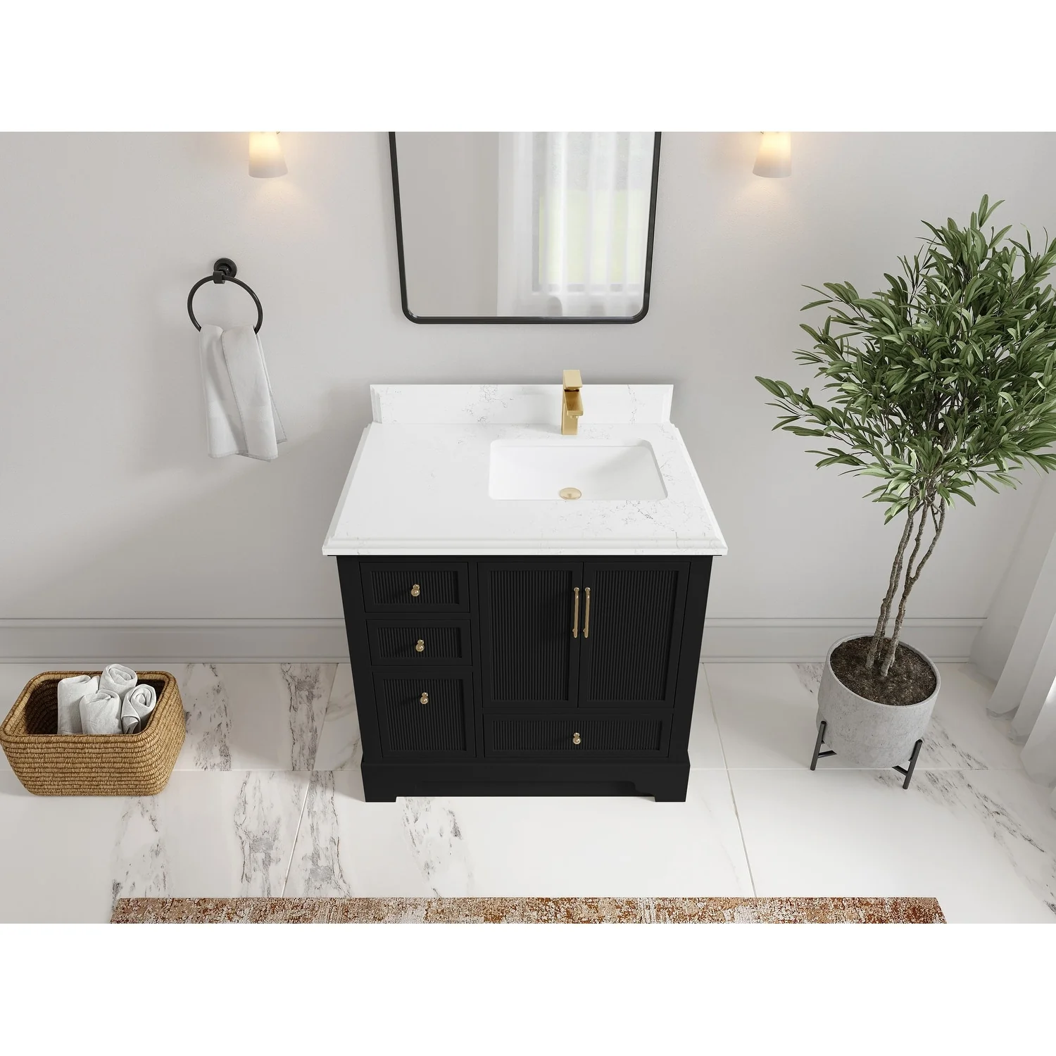 Willow Collections 36 in. W x 22 in. D Alys Right Offset Sink Bathroom Vanity with Countertop