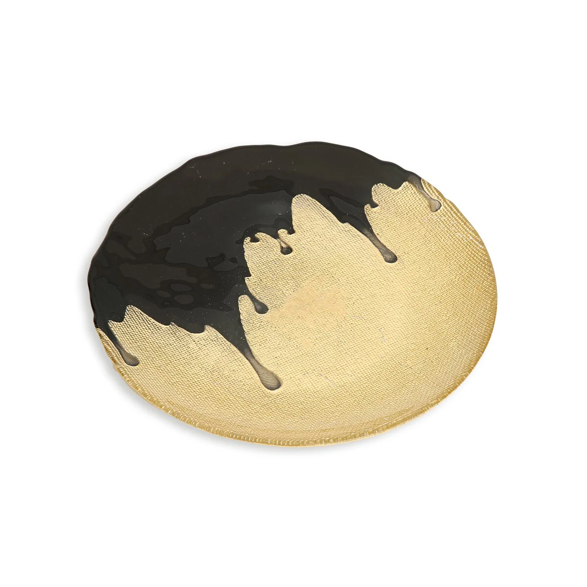 Set of 4 Salad Plates Gold with Black Dipped Design - 8.25