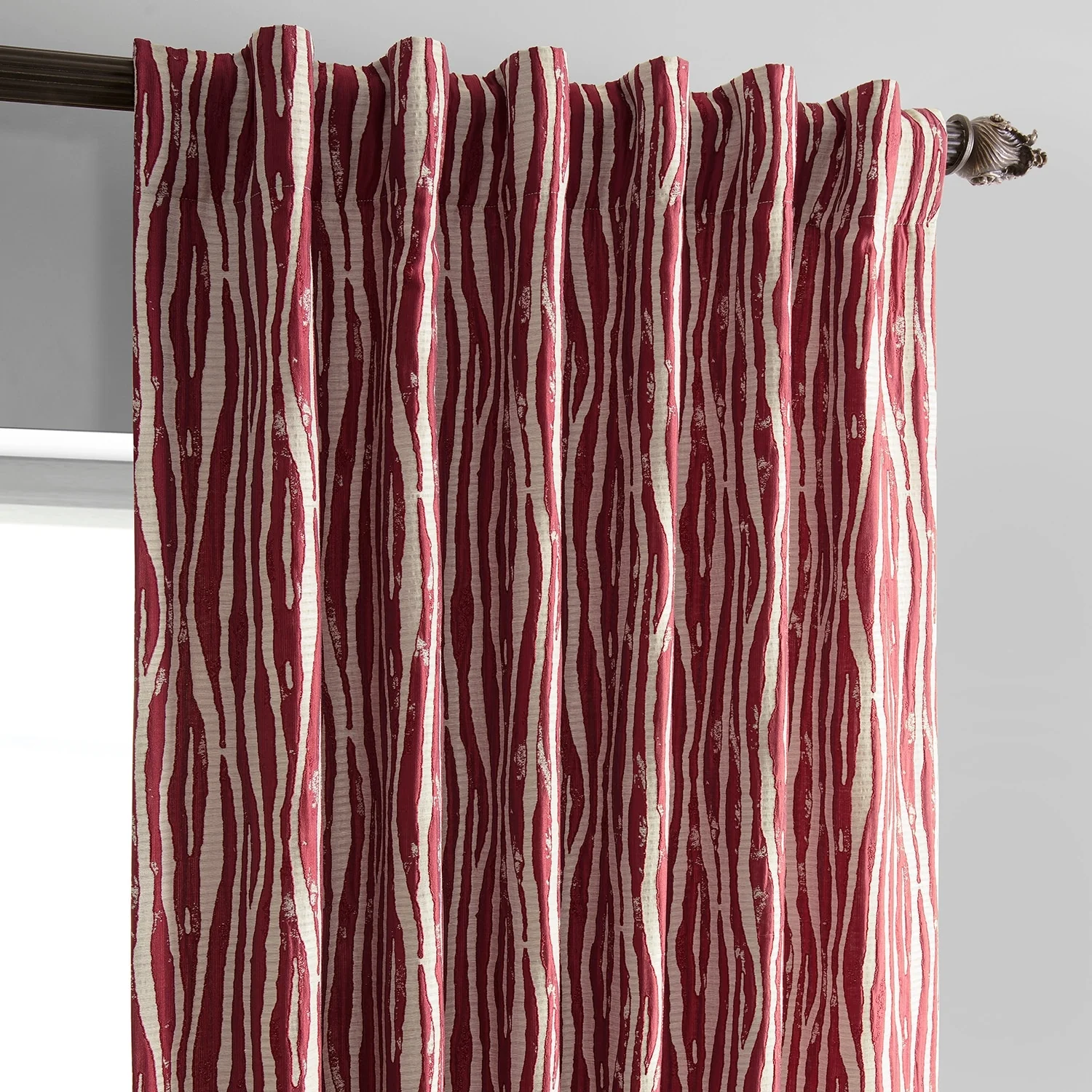 Exclusive Fabrics Jacquard Faux Silk Curtains - 1 Panel Room Darkening Curtain