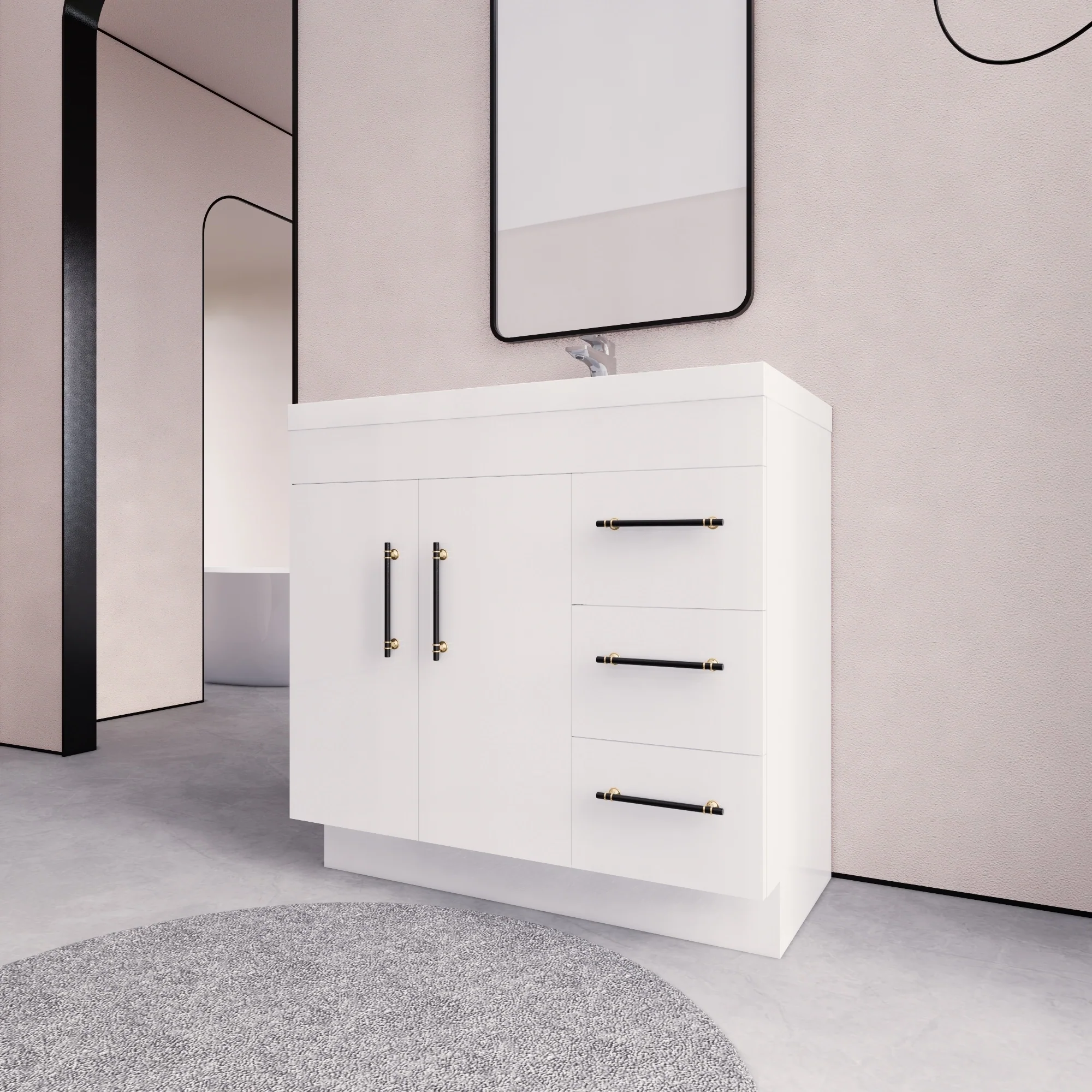 Eliza 36 Freestanding Vanity (Right Drawers) with Single Sink