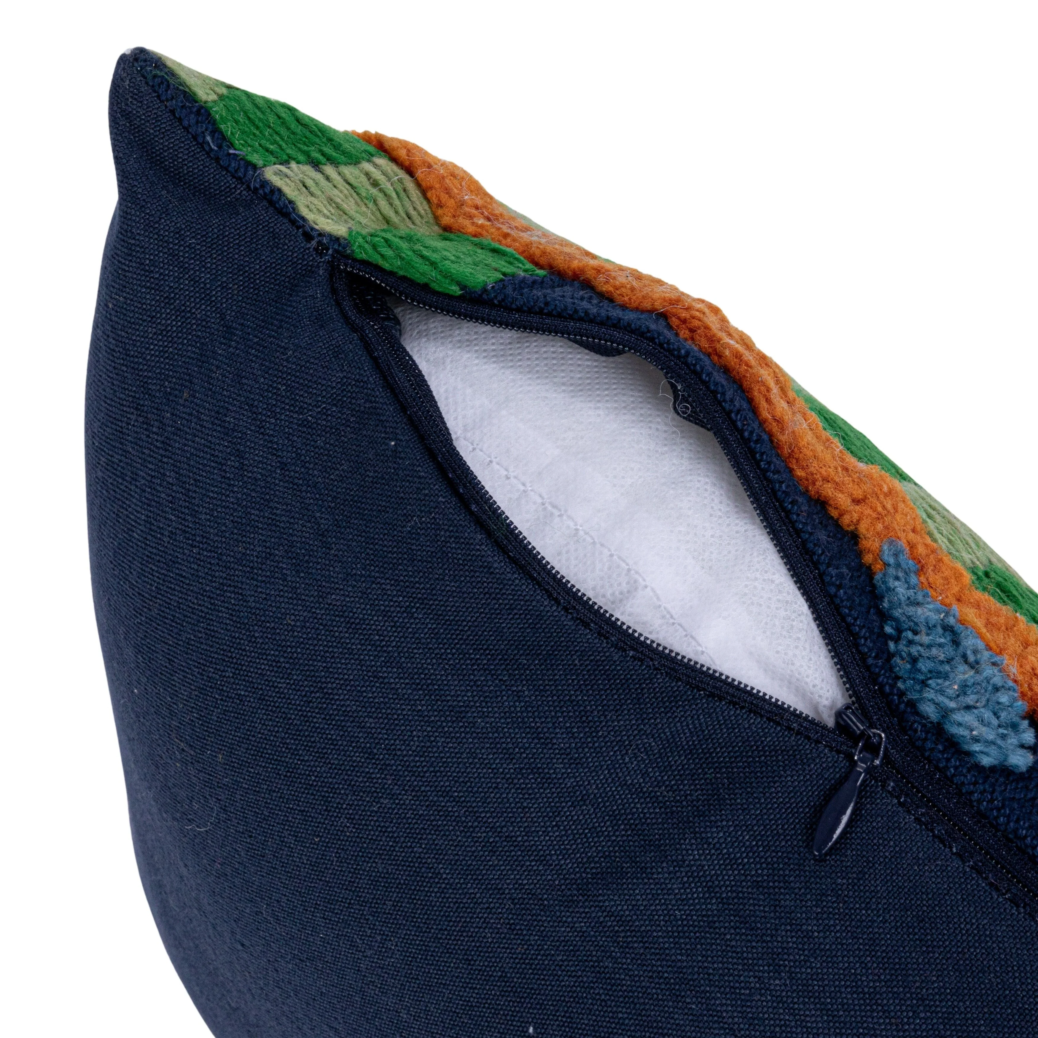 Embroidered Fabric Indoor/Outdoor Lumbar Pillow with Tufting - 27.0