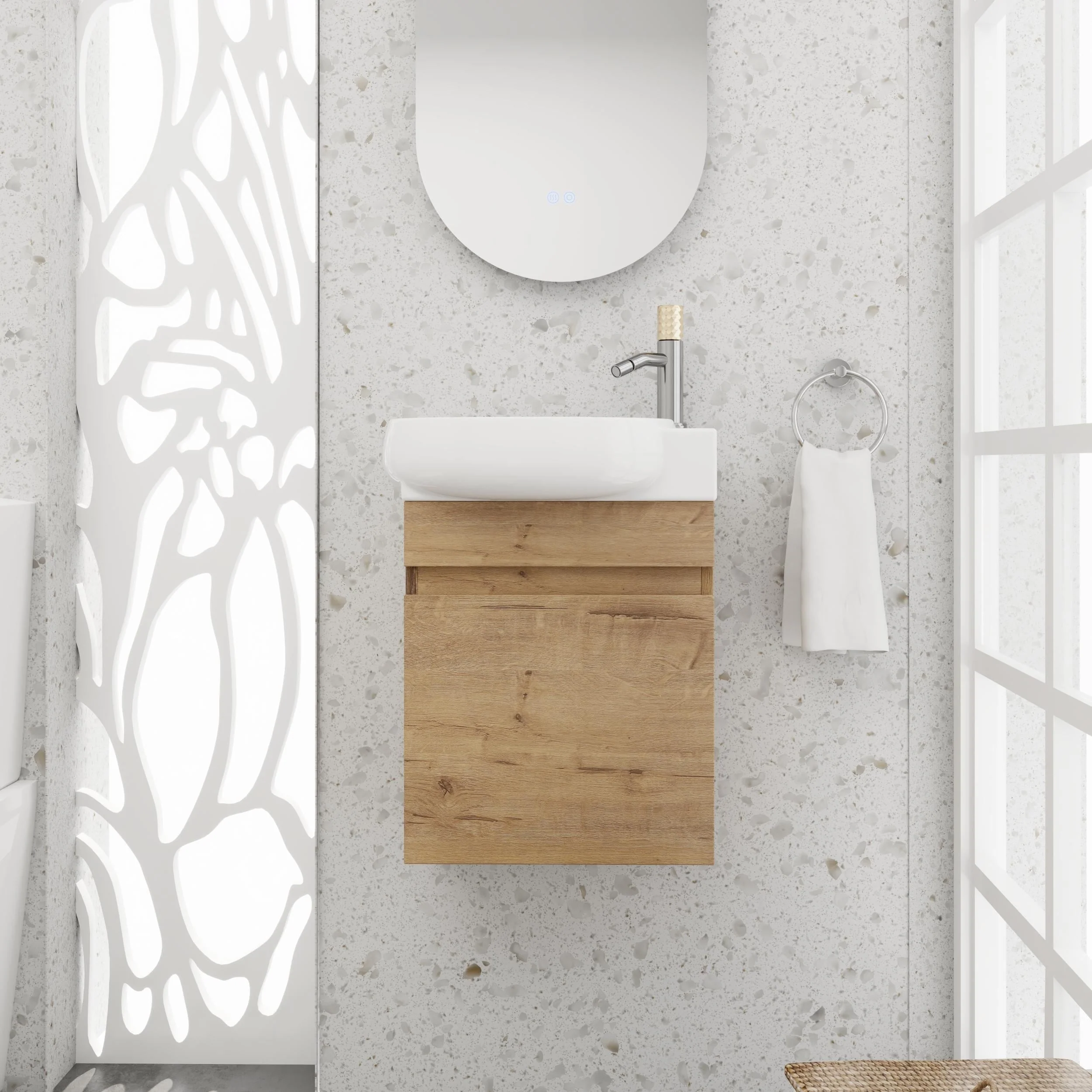 BNK 16/18/23 inch Freestanding/Floating Bathroom Vanity with Single Sink,Powder Room Vanity with Soft Close Door