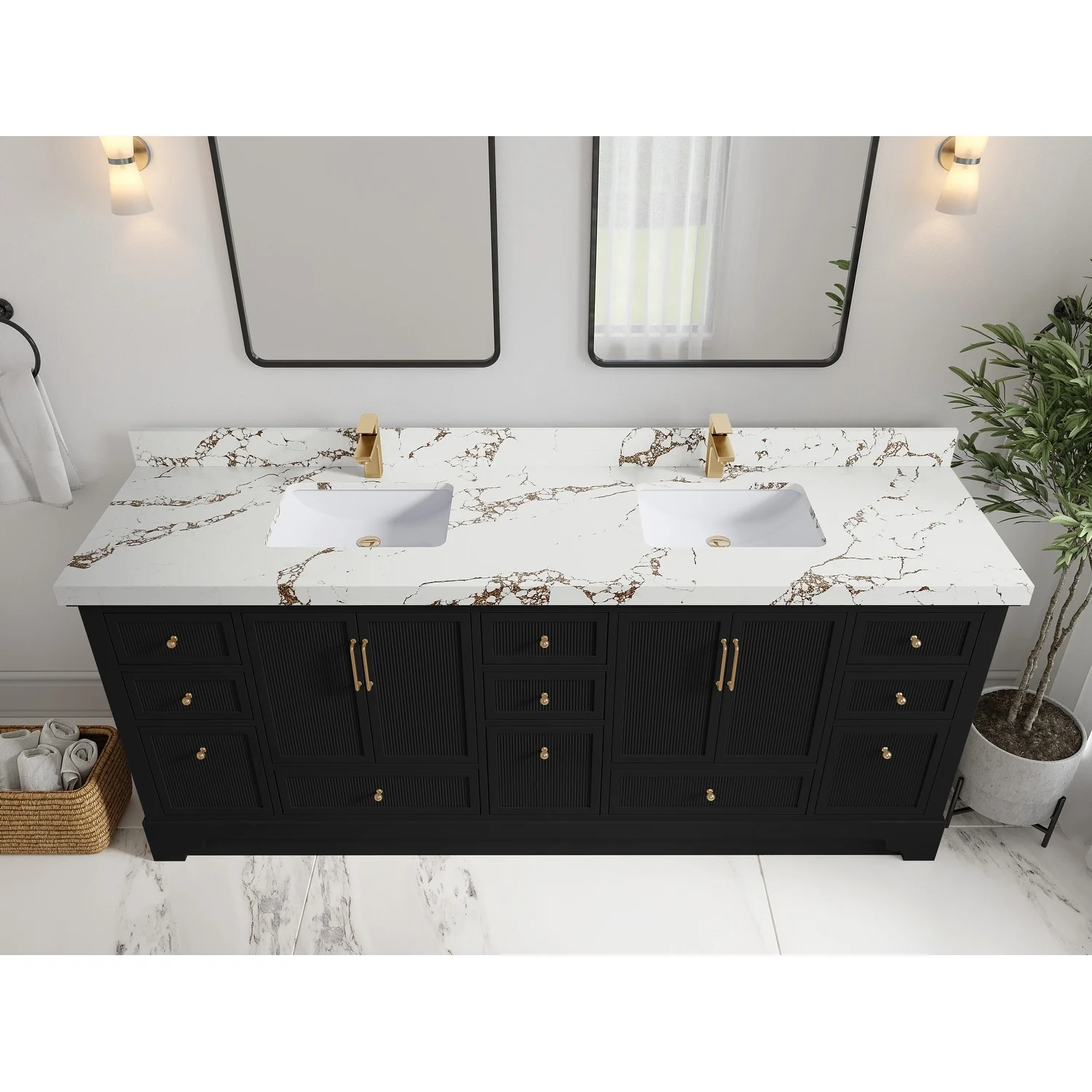 Willow Collections 84 in. W x 22 in. D Alys Double Bowl Sink Bathroom Vanity with Countertop