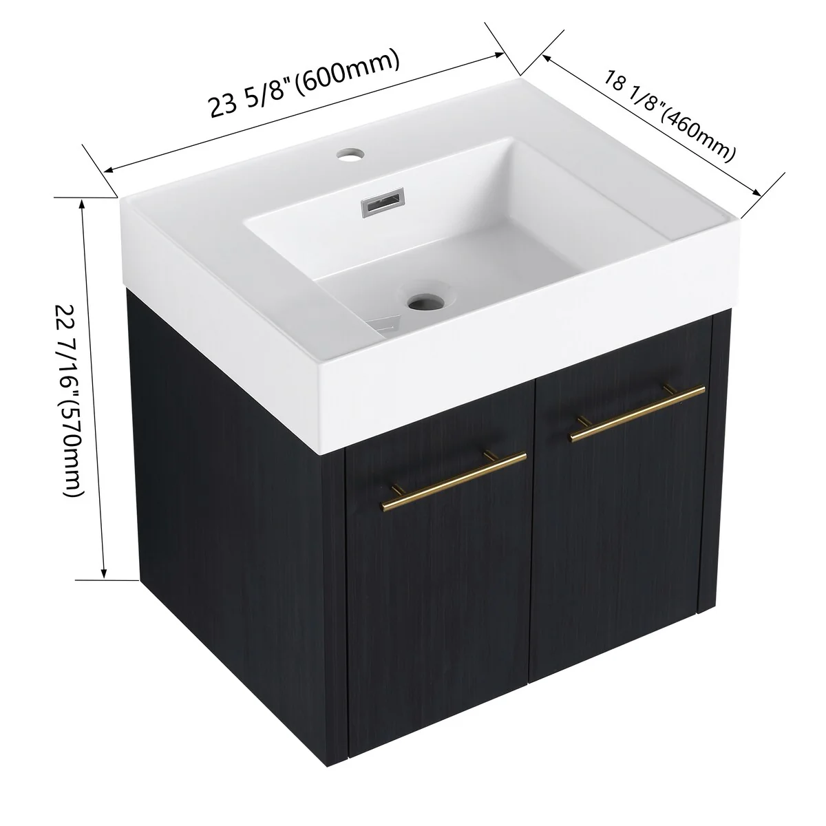 Bathroom Vanity With Sink In 24/30/36 Inch, Floating Bathroom Vanity with Soft Close Door