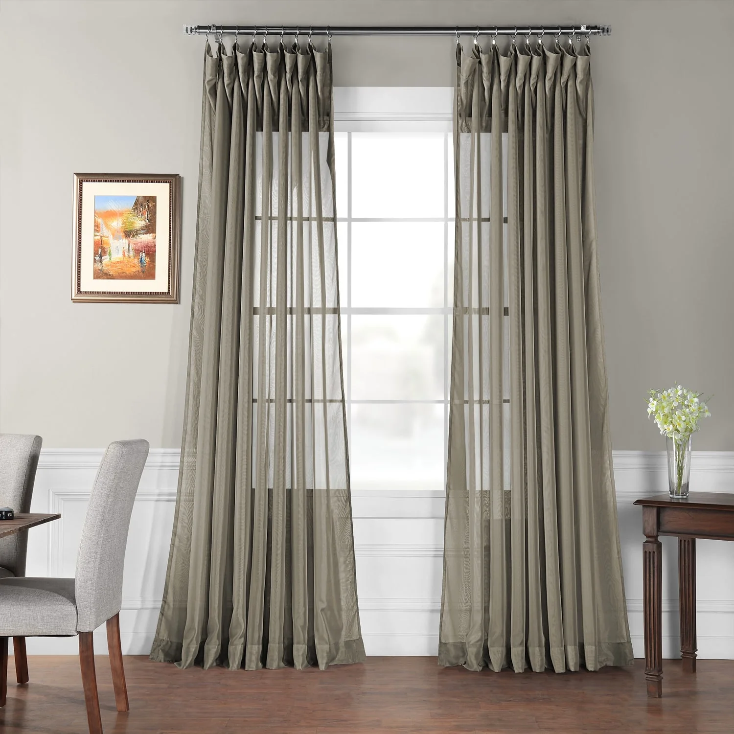 Exclusive Fabrics Extra Wide Double Layer Sheer Curtains (1 Panel) - Elegant Window Treatment